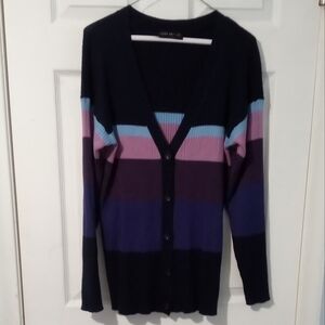 Lane Bryant Multicolor Striped Cardigan